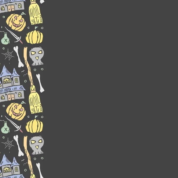 Хеллоуїн Рамка Фон Doodle Halloween Місцем Тексту — стокове фото
