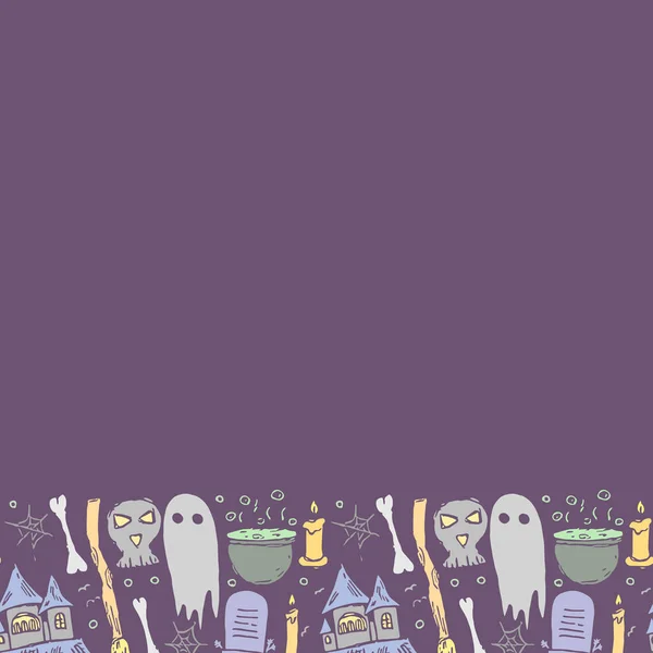 Halloween Frame Doodle Halloween Background Place Text — Stock Photo, Image