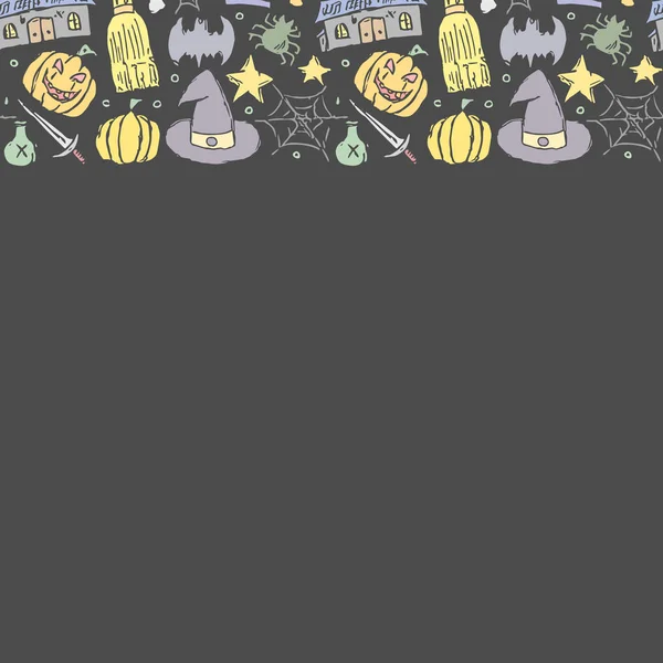 Halloween Rahmen Doodle Halloween Hintergrund Mit Platz Für Text — Stockfoto