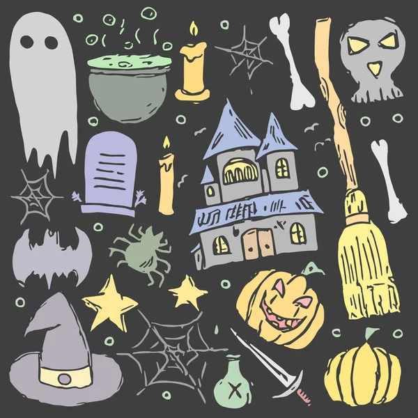 Ikony Halloweenu Doodle Halloween Pozadí — Stock fotografie