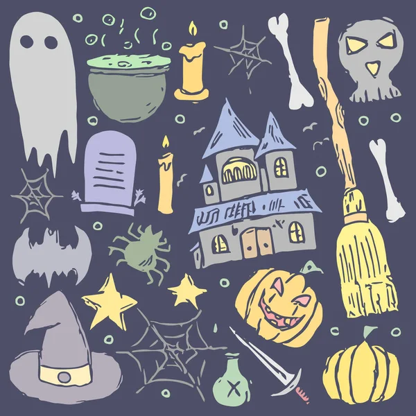 万圣节的图标 Doodle Halloween Background — 图库照片