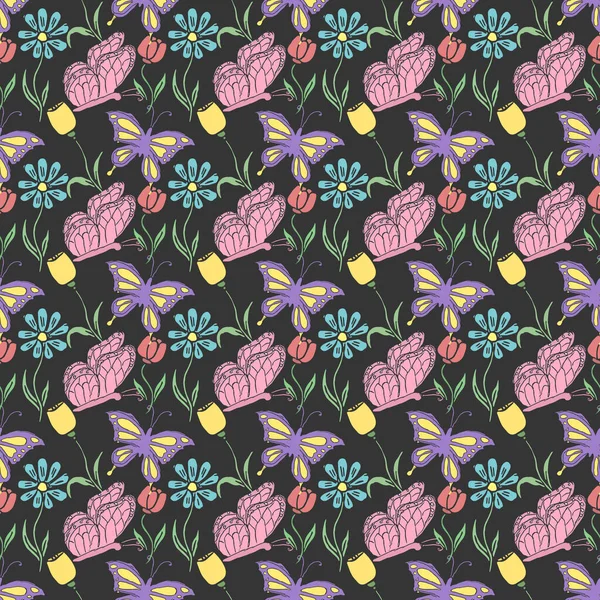 Seamless Butterfly Pattern Drawn Butterfly Background — Stock Photo, Image