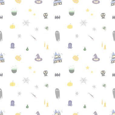 Seamless Halloween pattern. Doodle Halloween background