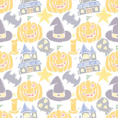 Seamless Halloween pattern. Doodle Halloween background