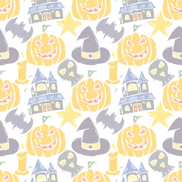 Seamless Halloween Pattern Doodle Halloween Background — Stockfoto