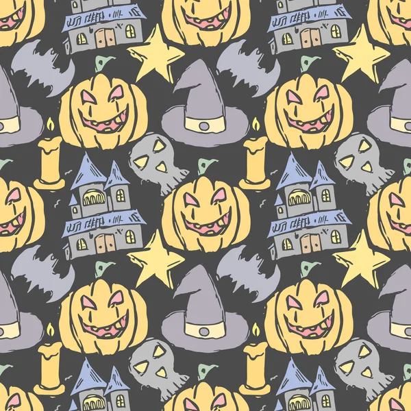 Seamless Halloween Pattern Doodle Halloween Background — Foto Stock