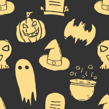 Seamless Halloween pattern. Doodle Halloween background