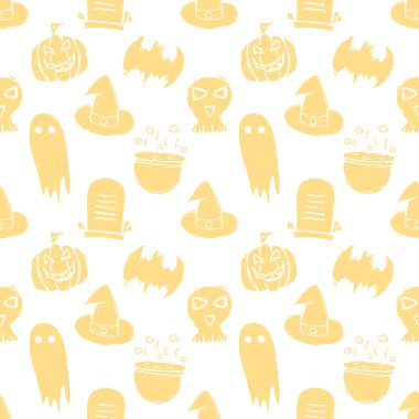 Seamless Halloween pattern. Doodle Halloween background