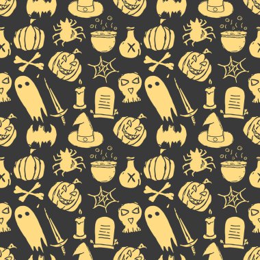 Seamless Halloween pattern. Doodle Halloween background