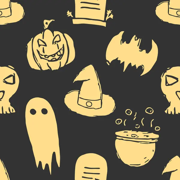 Seamless Halloween Pattern Doodle Halloween Background — 图库照片
