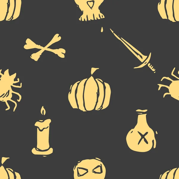 Seamless Halloween Pattern Doodle Halloween Background — Zdjęcie stockowe