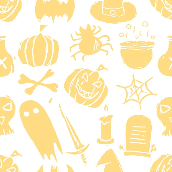 Seamless Halloween Pattern Doodle Halloween Background —  Fotos de Stock