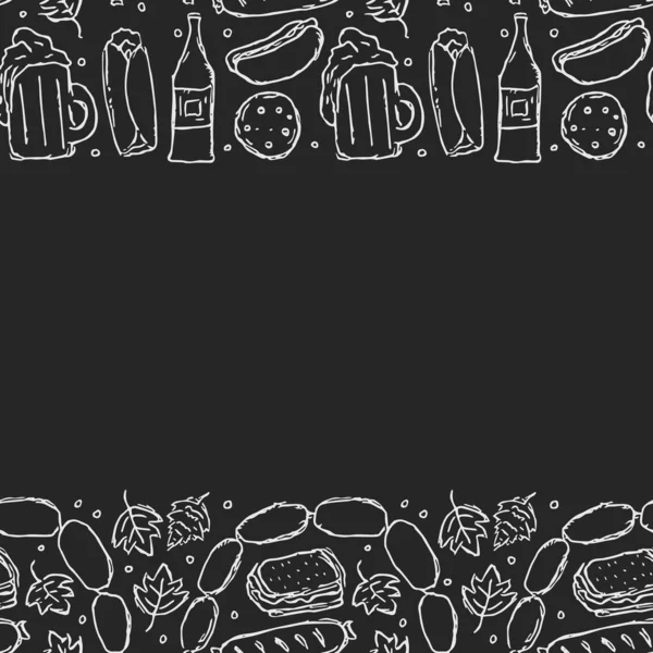 Bingkai Oktoberfest Dengan Tempat Untuk Teks Latar Belakang Oktoberfest Doodle — Stok Foto