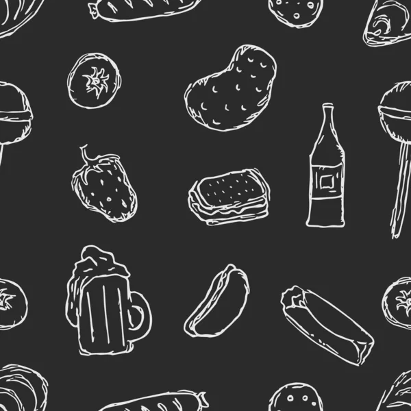 Zökkenőmentes Étel Minta Rajzolt Doodle Élelmiszer Háttér — Stock Fotó