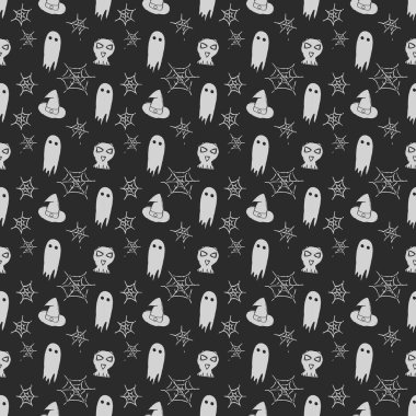 Seamless Halloween pattern. Doodle Halloween background