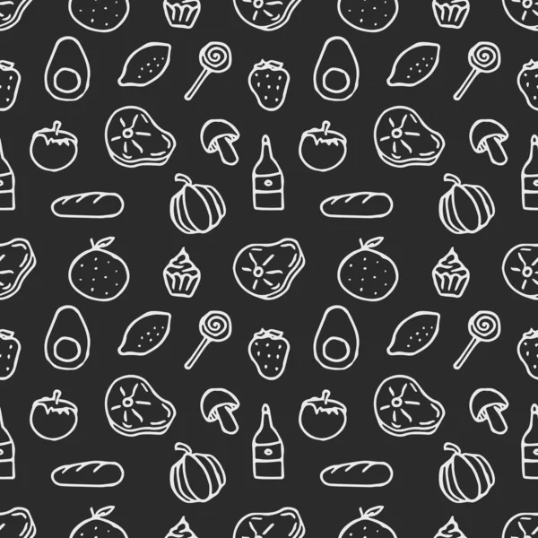 Patrón Alimentos Sin Fisuras Doodle Antecedentes Alimentarios —  Fotos de Stock