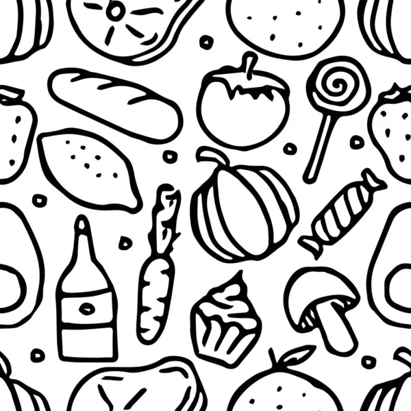 Безшовний Візерунок Їжі Фундамент Їжі Doodle — стокове фото