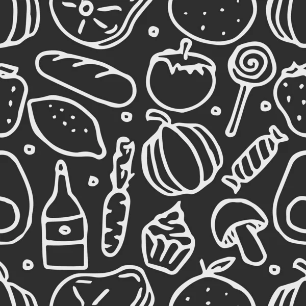 Seamless food pattern. Doodle food background