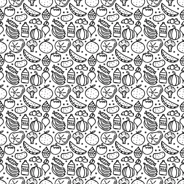 Seamless Food Pattern Doodle Food Background — Stock Photo, Image