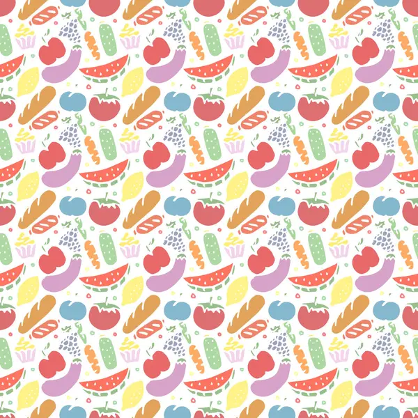 Seamless food pattern. Drawn doodle food background