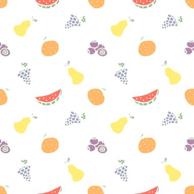 Kusursuz meyve deseni. Meyve ikonlarıyla arkaplanı karala. Meyve arkaplanı