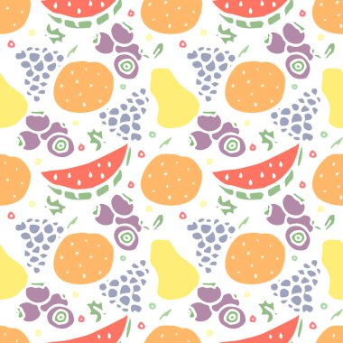 Kusursuz meyve deseni. Meyve ikonlarıyla arkaplanı karala. Meyve arkaplanı