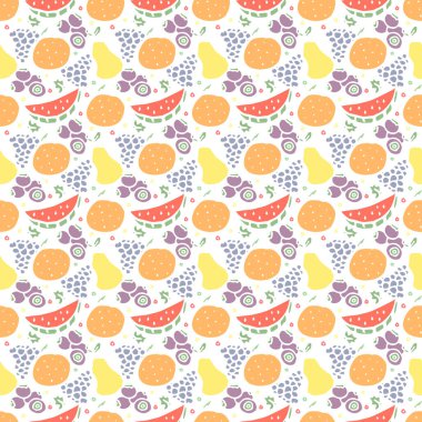 Kusursuz meyve deseni. Meyve ikonlarıyla arkaplanı karala. Meyve arkaplanı