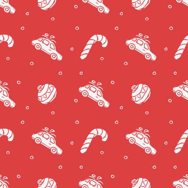 Kusursuz Noel şablonu. Yeni yıl geçmişi. Noel simgeleriyle karalama çizimi