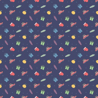 Kusursuz Noel şablonu. Yeni yıl geçmişi. Noel simgeleriyle karalama çizimi