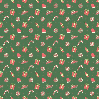 Kusursuz Noel şablonu. Yeni yıl geçmişi. Noel simgeleriyle karalama çizimi