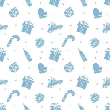 Kusursuz Noel şablonu. Yeni yıl geçmişi. Noel simgeleriyle karalama çizimi