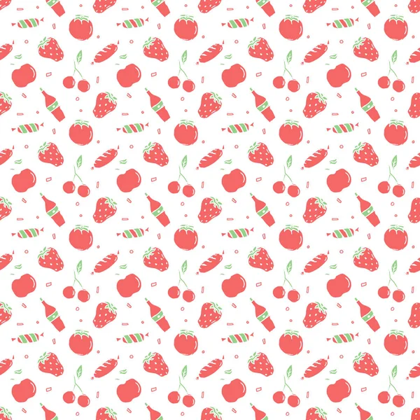 Seamless food pattern. Doodle food background