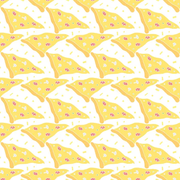 Seamless pizza pattern. Black and white pizza background. Doodle pizza illustration. Fast food pattern