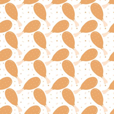 Tavuk bacaklı kusursuz desen. Et arka planı. Tavuk budu simgeleri. Kusursuz et deseni