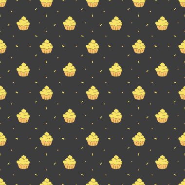 Kusursuz pasta kalıbı. Şekerler ve şeker arka planı. Şekerler ve şeker simgeleriyle karalama çizimi