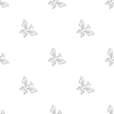 Kusursuz kelebek deseni. Kelebeklerle süslenmiş. çizilmiş ilkbahar illüstrasyonu