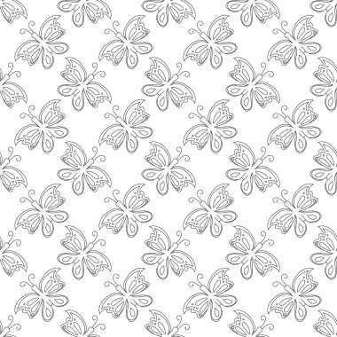 Kusursuz kelebek deseni. Kelebeklerle süslenmiş. çizilmiş ilkbahar illüstrasyonu