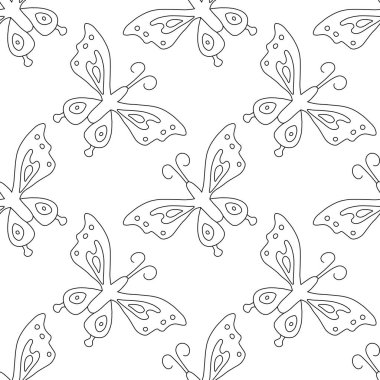 Kusursuz kelebek deseni. Kelebeklerle süslenmiş. çizilmiş ilkbahar illüstrasyonu