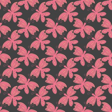 Kusursuz kelebek deseni. Kelebeklerle süslenmiş. çizilmiş ilkbahar illüstrasyonu