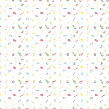 Kusursuz bir spor modeli. Spor simgeleriyle dolu bir arka plan. Doodle spor illüstrasyonu