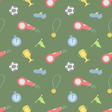 Kusursuz bir spor modeli. Spor simgeleriyle dolu bir arka plan. Doodle spor illüstrasyonu