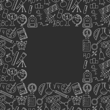 Kusursuz bir okul çerçevesi. El çizimi karalama okulu geçmişi. Eğitim illüstrasyonu