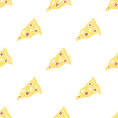 Kusursuz pizza kalıbı. Doodle pizza arka planı. Pizza ikonlarıyla el çizimi. Fast food modeli