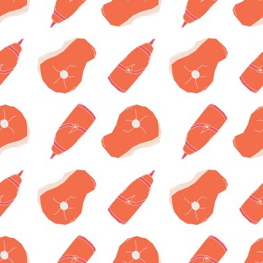 Kusursuz biftek deseni. Et arka planı. Et ürünleri simgeleriyle karalama çizimi