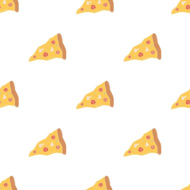 Kusursuz pizza kalıbı. Doodle pizza arka planı. Fast food modeli