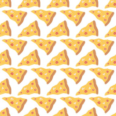 Kusursuz pizza kalıbı. Doodle pizza arka planı. Fast food modeli