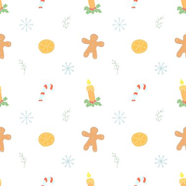 Kusursuz Noel şablonu. Yeni yıl geçmişi. Yılbaşı simgeleriyle renkli illüstrasyon