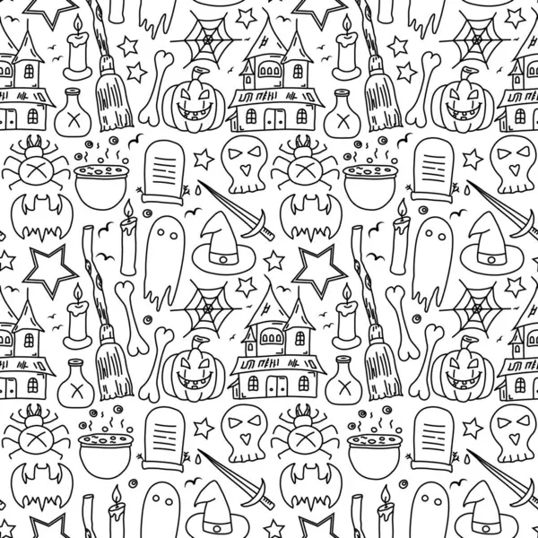 Seamless Halloween pattern. Doodle Halloween background