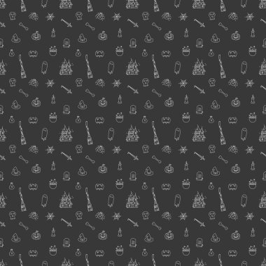 Seamless Halloween pattern. Doodle Halloween background