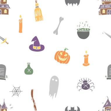 Seamless Halloween pattern. Doodle Halloween background
